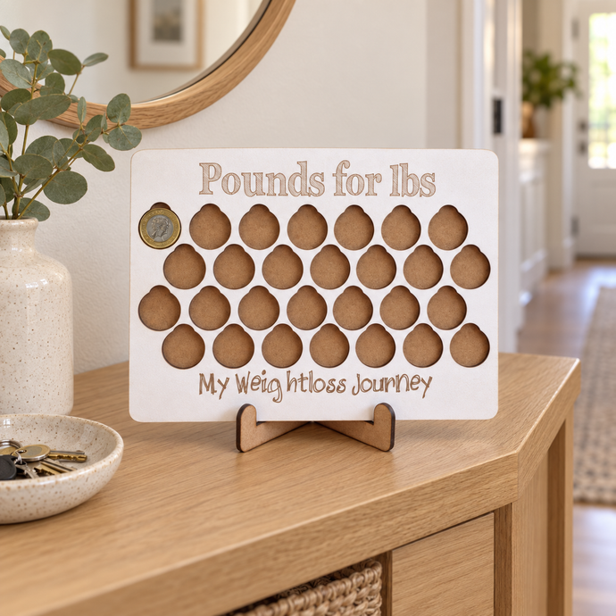 Weight Loss Tracker – Pounds for lbs £1 Coin Plaque