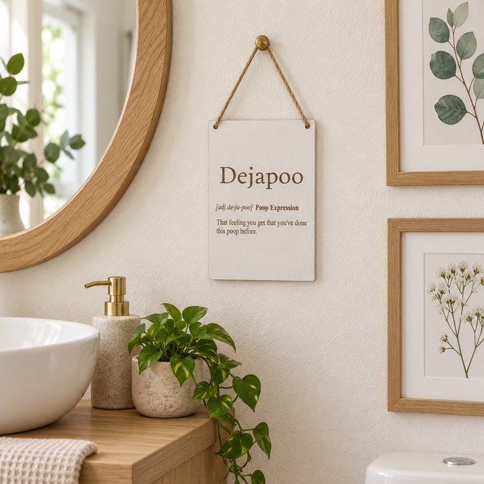 Bathroom humour laser engraved plaque - DejaPoo