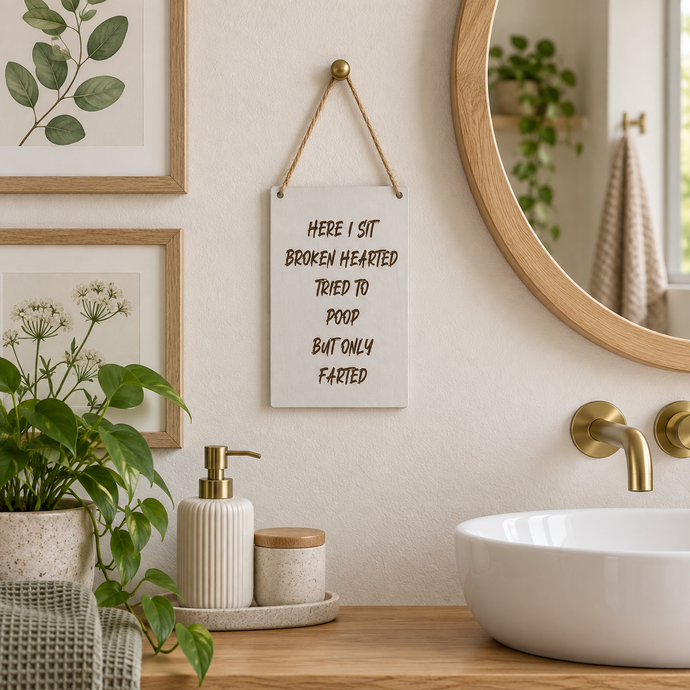 Bathroom humour laser engraved plaque - Fart Poem