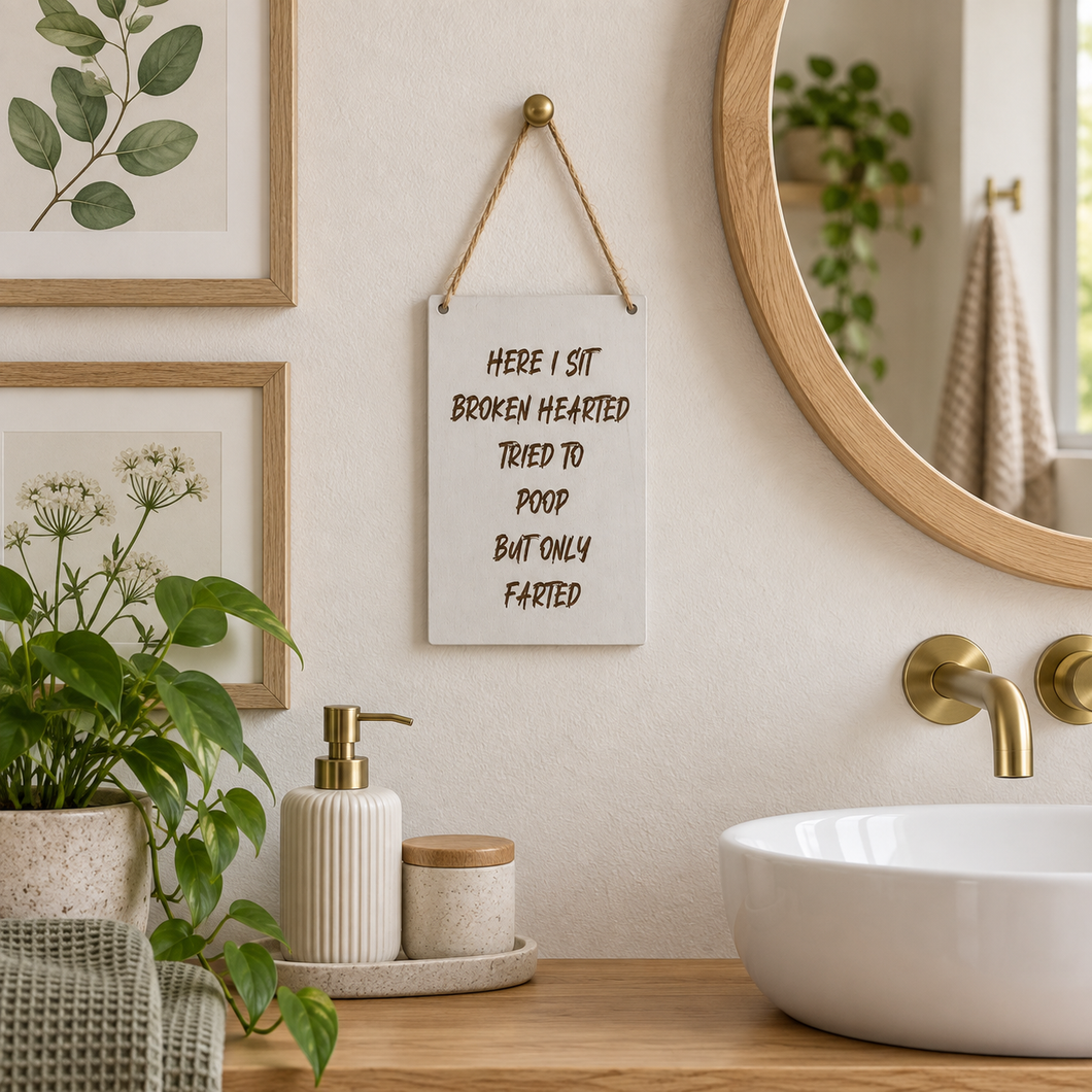 Bathroom humour laser engraved plaque - Fart Poem