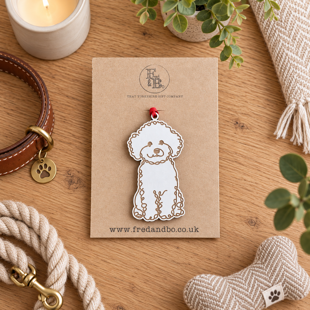 Engraved Bichon Frisé Dog Breed Christmas Bauble – Personalised Pet Keepsake