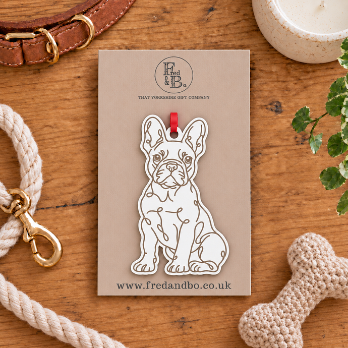 Engraved French Bulldog Frenchie Dog Breed Christmas Bauble – Personalised Pet Keepsake