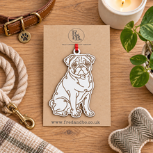 Engraved Pug Dog Breed Christmas Bauble – Personalised Pet Keepsake