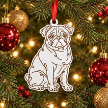 Engraved Pug Dog Breed Christmas Bauble – Personalised Pet Keepsake