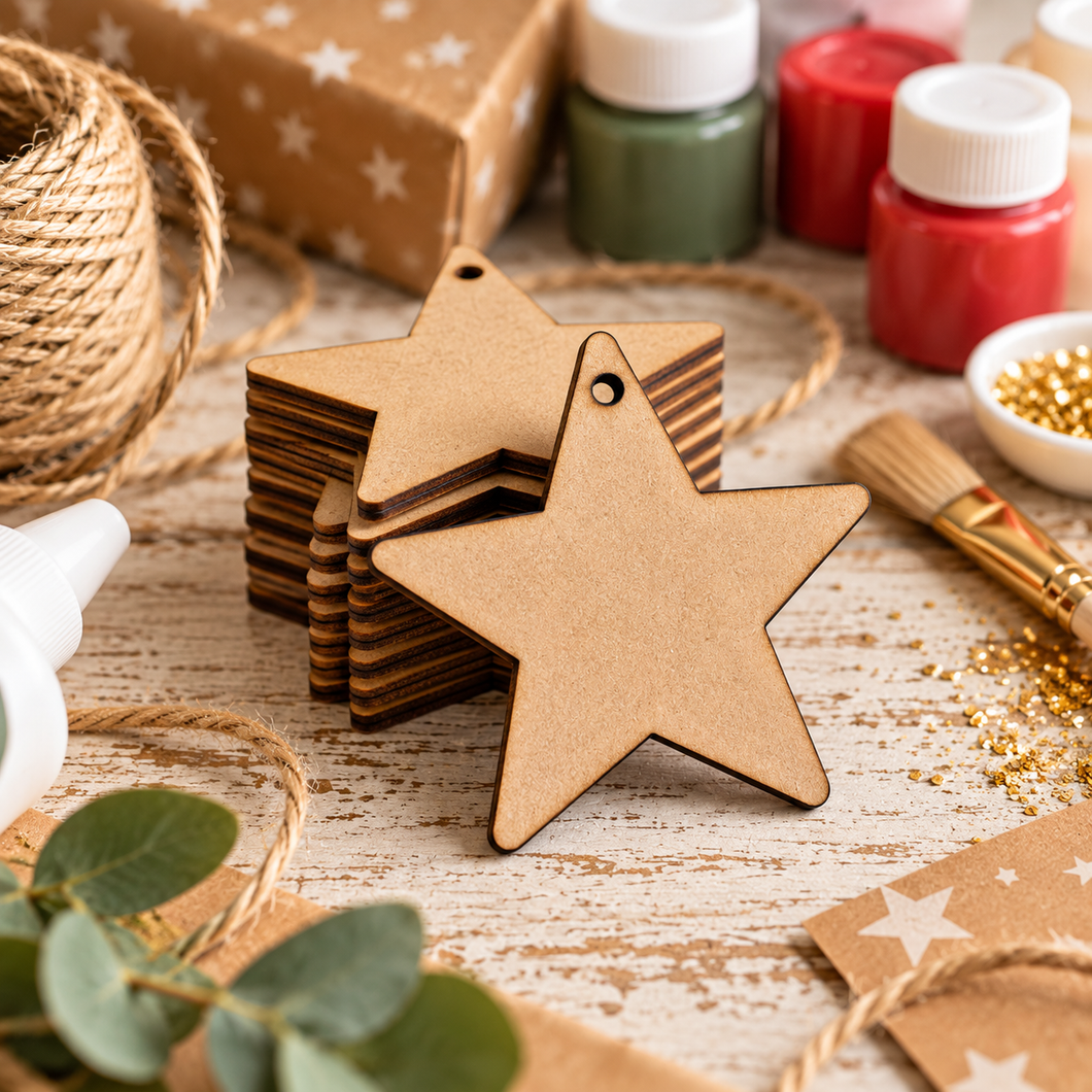 MDF Star Blanks with Hanging Hole – Wooden Craft Shapes