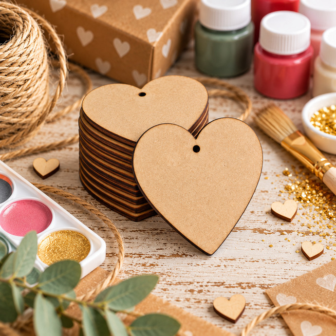 MDF Heart Blanks with Hanging Hole – Wooden Craft Shapes