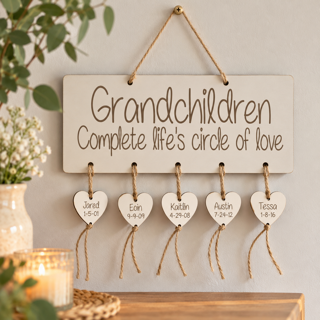 Family circle of love grandparent Personalised plaque laser cut - Grandchildren gift