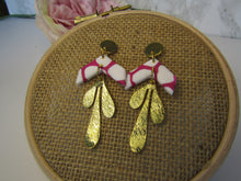 Induere - Polymer Clay Earring | Pink & White marble drop with Gold coloured findings.