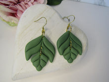 Induere - Polymer Clay Earring | Green Leaf Double Drop