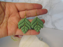 Induere - Polymer Clay Earring | Green Leaf Double Drop