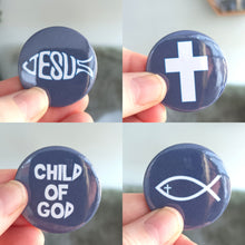 Christian Symbols Badges set of 4 Navy - Button Badge 38mm