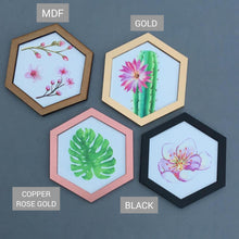 Hexagon wall art tile- leaves mix