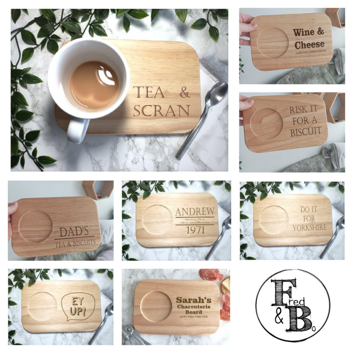 Personalised Engraved Wooden Drink & snack Board -