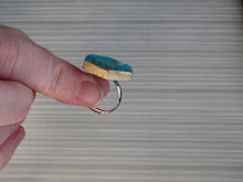 Modern Polymer Clay Adjustable Ring Blue, Pink & Gold Marble Hexagon R3