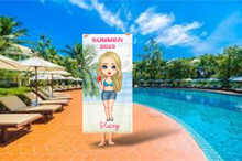Custom Holiday Girl Cartoon Name Personalised Towel