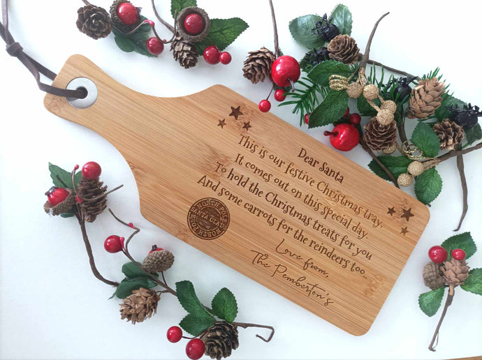 Christmas Eve Tray - Festive Poem - Bamboo Serving Platter