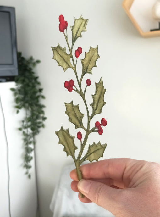 Laser Cut Wooden Holly- Flower - December