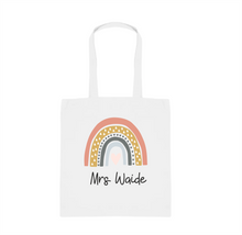 Personalised Rainbow Teacher Bag Customisable Name, Custom Leaving End of Term Gift, Teacher Tote Bag - Muted Heart