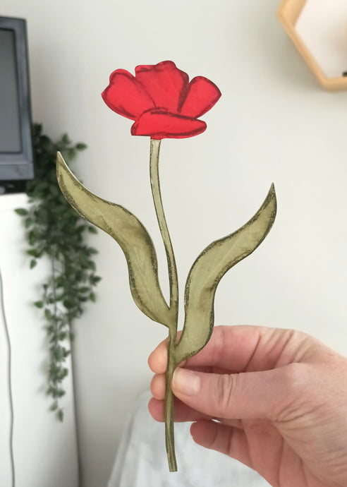Laser Cut Wooden Poppy- Flower - August