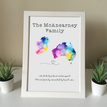 Family across the miles- personalised print- moving gift - Rainbow Edition