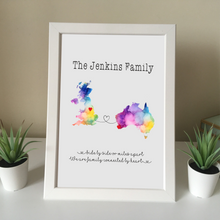 Family across the miles- personalised print- moving gift - Rainbow Edition