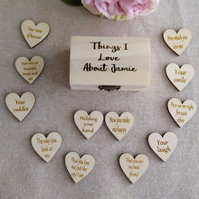 12 Things I love about .... Keepsake  - chest and hearts - romantic / wedding day gift - Fred And Bo