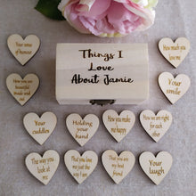 12 Things I love about .... Keepsake  - chest and hearts - romantic / wedding day gift - Fred And Bo