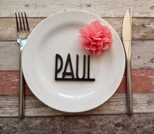 Wedding name place settings- laser cut names set of 10 Gatsby font - Fred And Bo