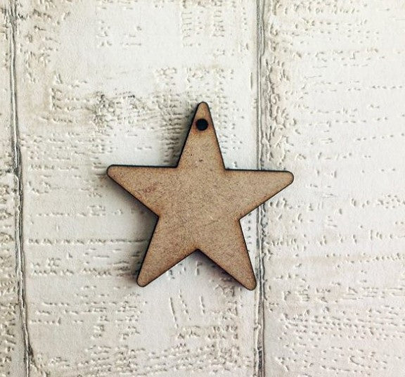 Star 1 hole wood heart shapes hanging decoration blank - Fred And Bo