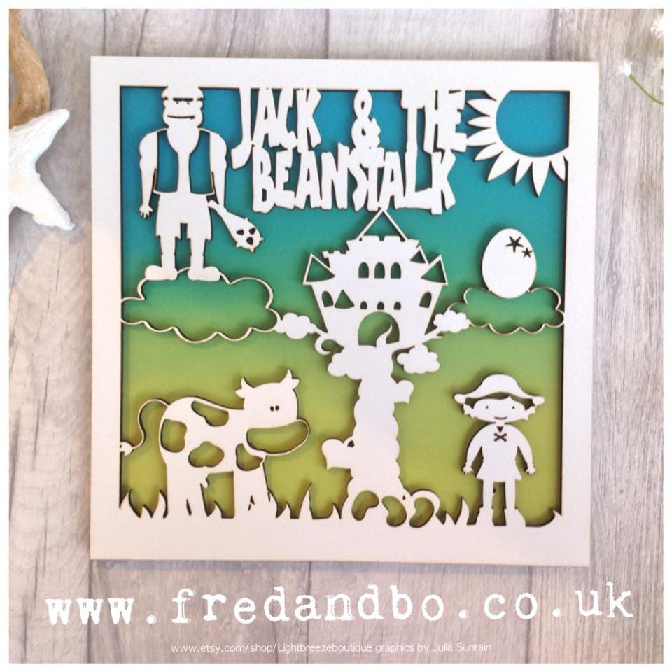 Jack and the beanstalk theme laser cut wooden plaque - Fred And Bo
