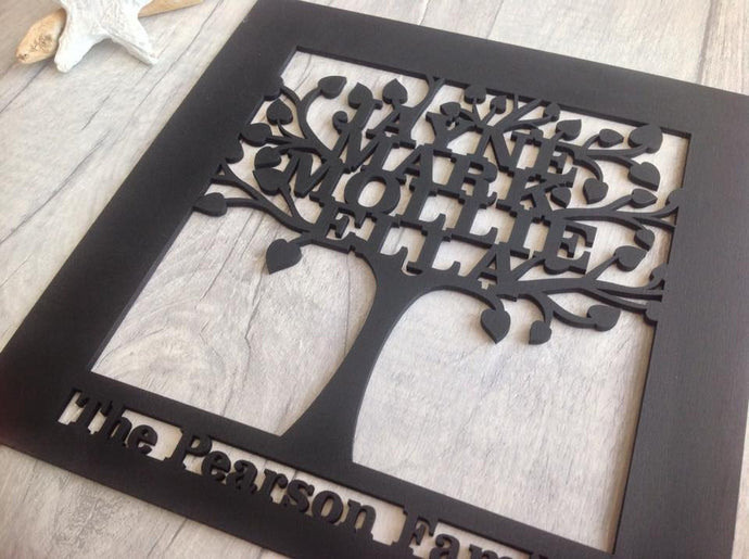 Family tree laser cut - personalised family gift - Fred And Bo