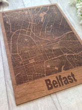 Map Art - Belfast city centre laser engraved wooden map - Fred And Bo