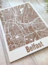 Map Art - Belfast city centre laser engraved wooden map - Fred And Bo