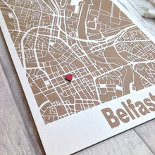 Map Art - Belfast city centre laser engraved wooden map - Fred And Bo