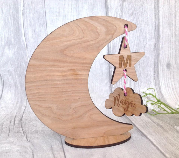 Baby moon star & Cloud - New baby personalised gift - Fred And Bo