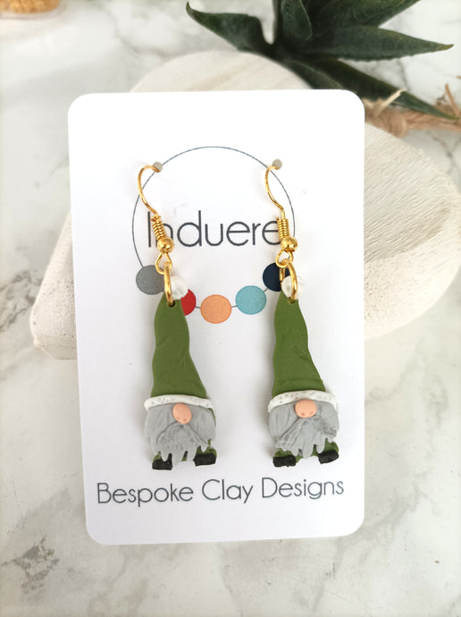 Induere - Christmas Gnome Earrings - Festive Tomte - Green #227