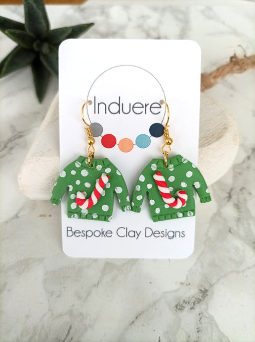 Induere - Christmas Jumper Green Earrings #190