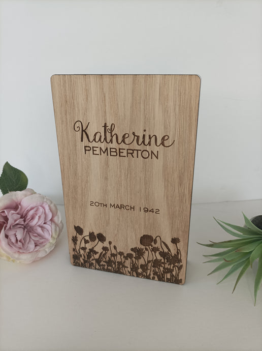 Wooden Book Box Frame- Birth Month Flower Personalised gift - Mother's Day