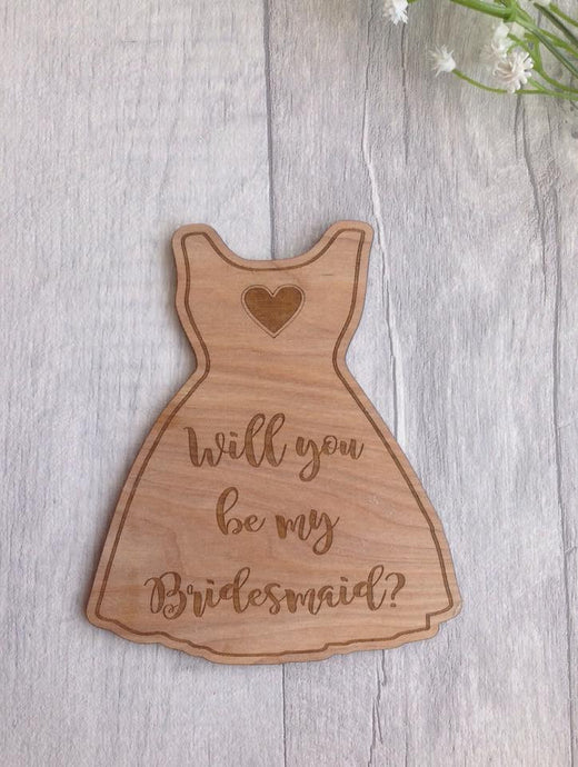 Bridesmaid gift- will you be my bridesmaid laser cut dress - Fred And Bo