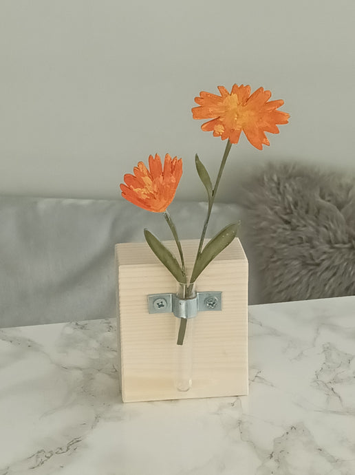 Laser Cut Wooden Marigold - Flower In A Test Tube - Birth Month Flower Gift