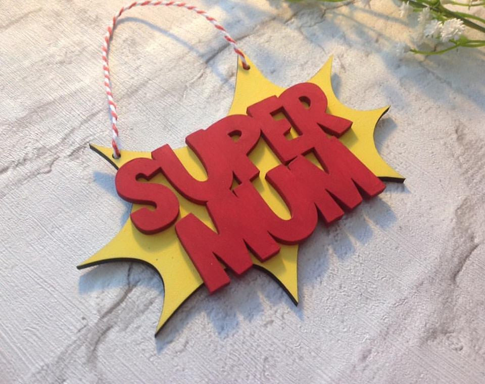 Super Mum hand painted plaque - Fred And Bo