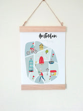Wall Poster A4 Wooden Hanging Frame - Map of Amsterdam
