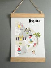 Wall Poster A4 Wooden Hanging Frame - Map of Barcelona