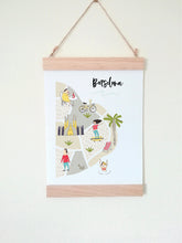 Wall Poster A4 Wooden Hanging Frame - Map of Barcelona