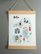 Wall Poster A4 Wooden Hanging Frame - Map of Berlin