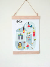 Wall Poster A4 Wooden Hanging Frame - Map of Berlin