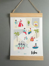 Wall Poster A4 Wooden Hanging Frame - Map of Lisbon