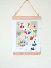 Wall Poster A4 Wooden Hanging Frame - Map of Lisbon