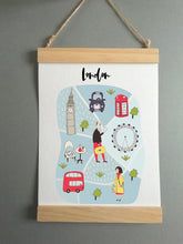 Wall Poster A4 Wooden Hanging Frame - Map of London