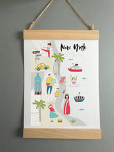 Wall Poster A4 Wooden Hanging Frame - Map of New York